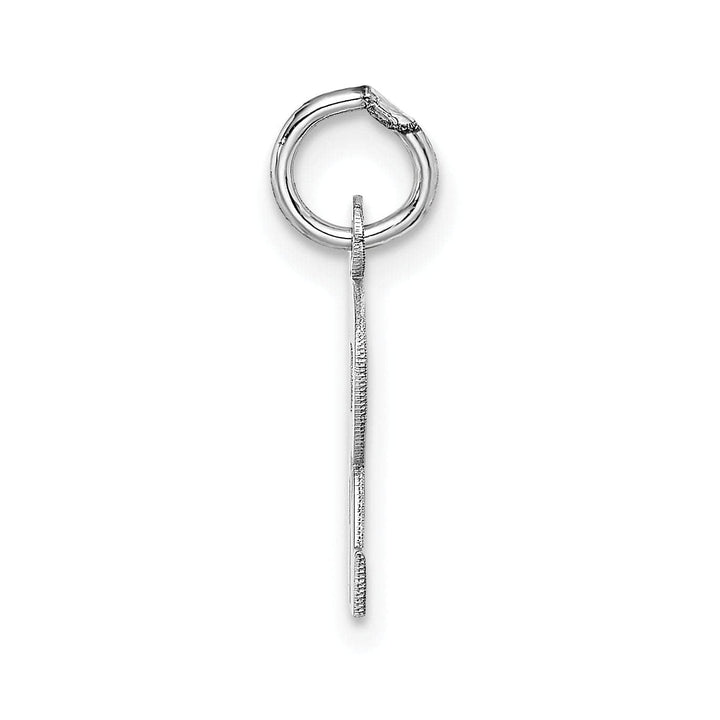 14k White Gold Small Block Design Letter R Initial Pendant