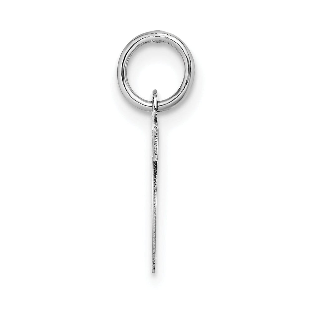 14k White Gold Small Block Design Letter V Initial Pendant