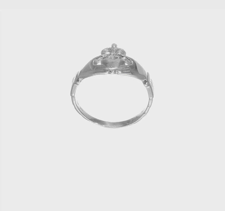 14kt white gold mens claddagh ring