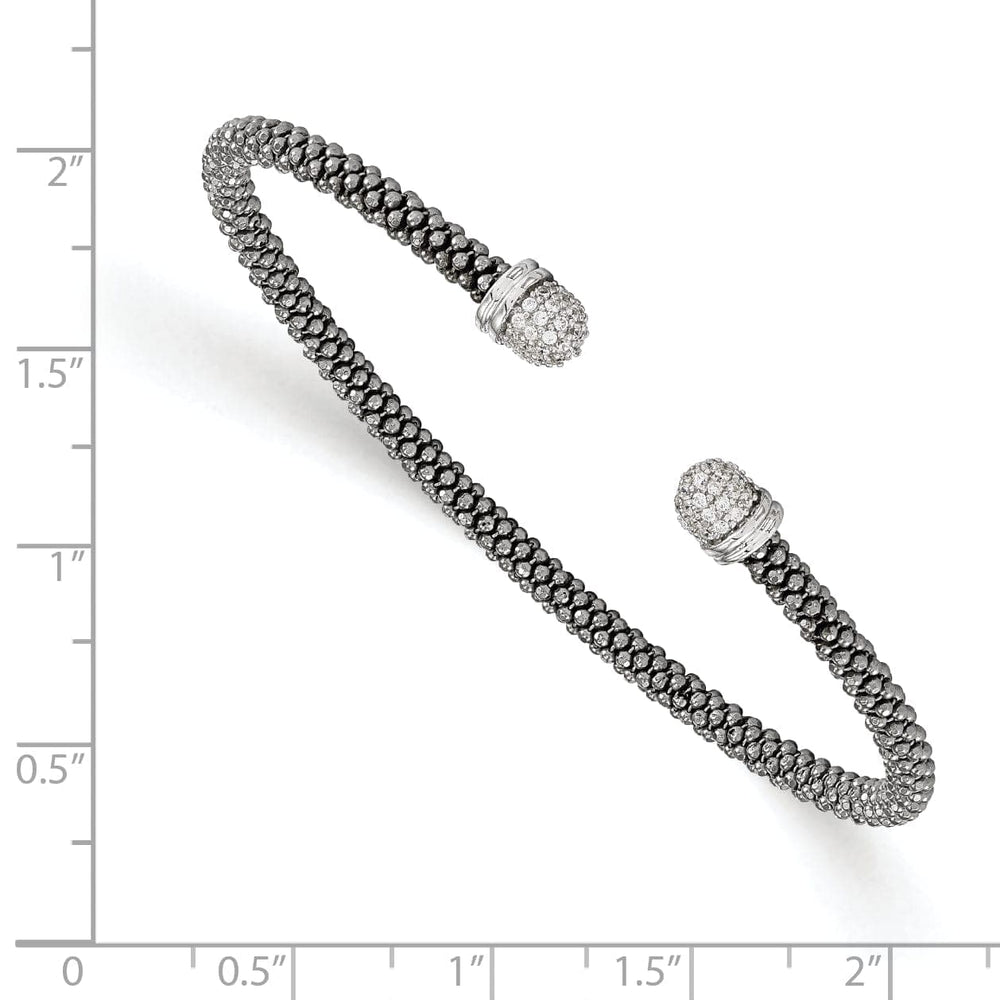 Lovely Rita's Bangle Sterling Silver Ruthenium C.Z Cuff Bangle