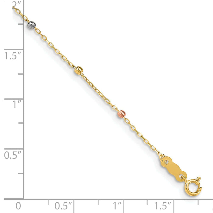 Lovely Rita's Bracelets 14K tri-colored gold bracelet beaded design 7-inch