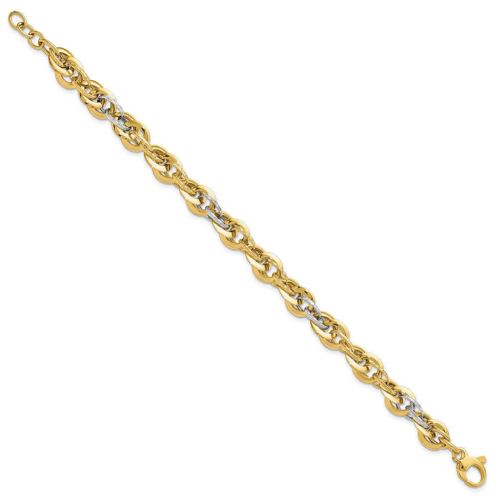 Lovely Rita's Bracelets 14k Two Tone Gold Polish DC Fancy Link Bracelet