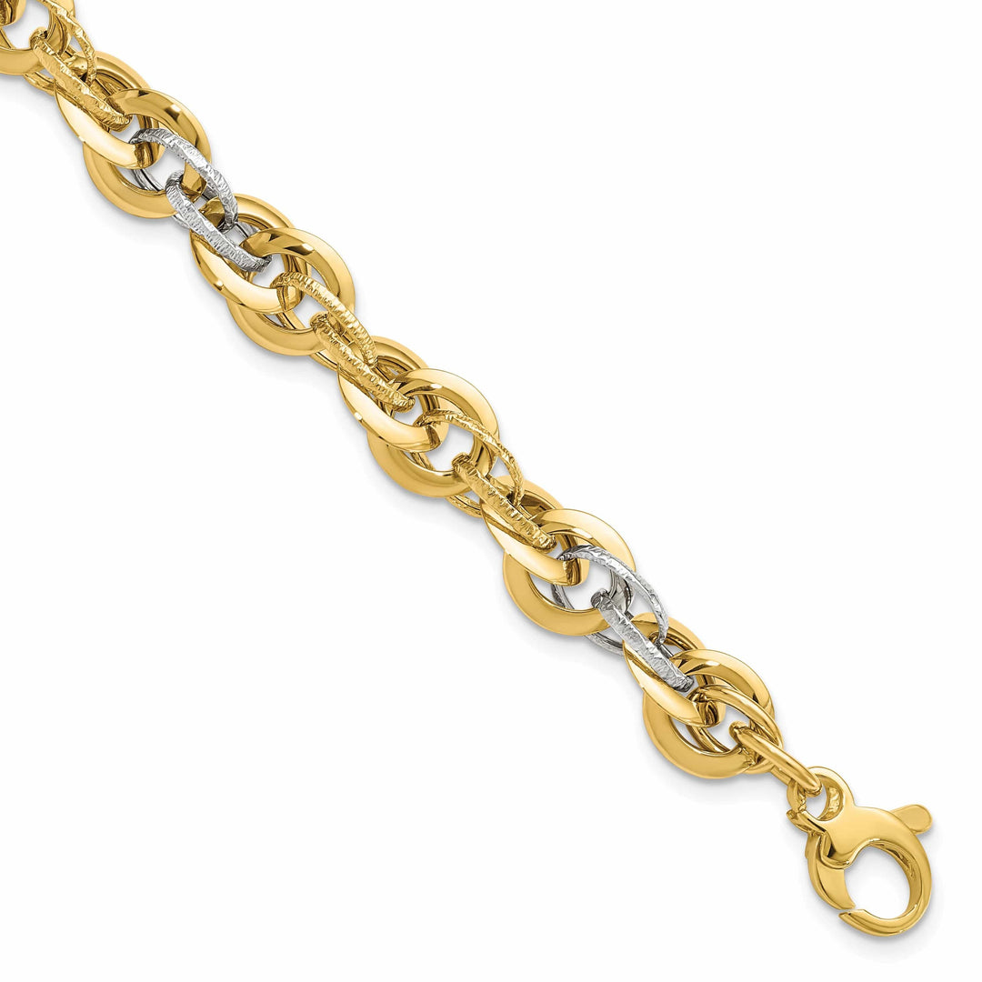 Lovely Rita's Bracelets 14k Two Tone Gold Polish DC Fancy Link Bracelet