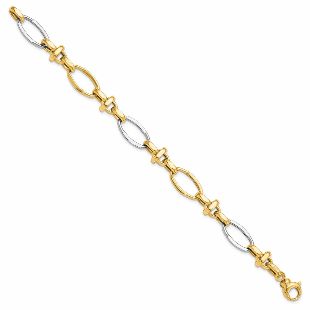 Lovely Rita's Bracelets 14k Two Tone Gold Polished Fancy Link Bracelet