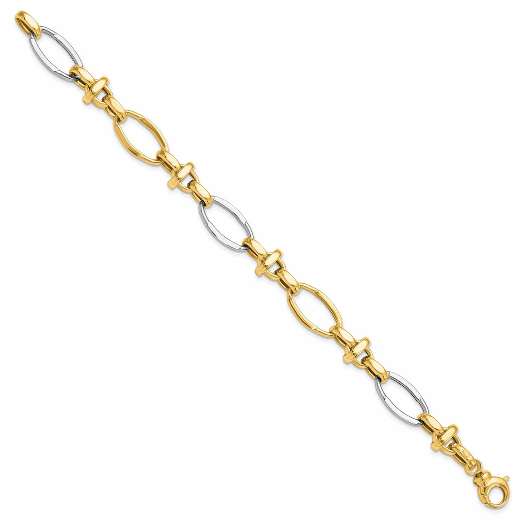 Lovely Rita's Bracelets 14k Two Tone Gold Polished Fancy Link Bracelet