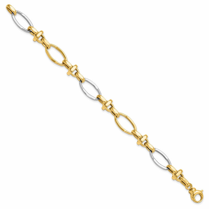 Lovely Rita's Bracelets 14k Two Tone Gold Polished Fancy Link Bracelet