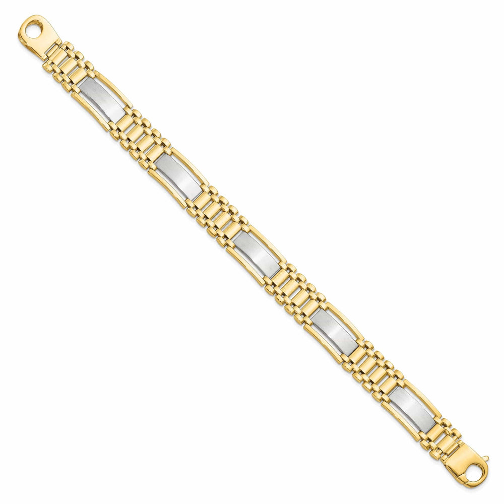 Lovely Rita's Bracelets 14k Two Tone Gold Polished Satin Mens Bracelet