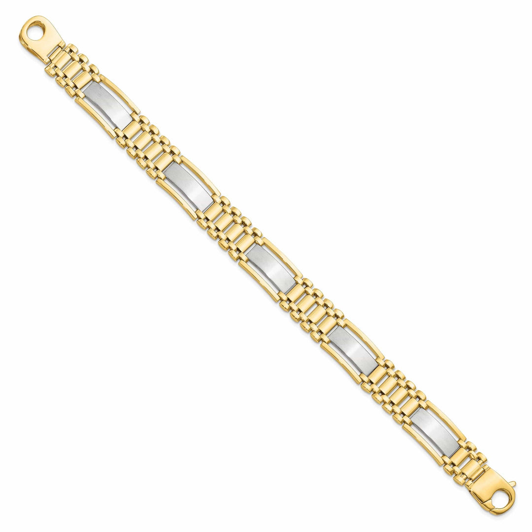 Lovely Rita's Bracelets 14k Two Tone Gold Polished Satin Mens Bracelet