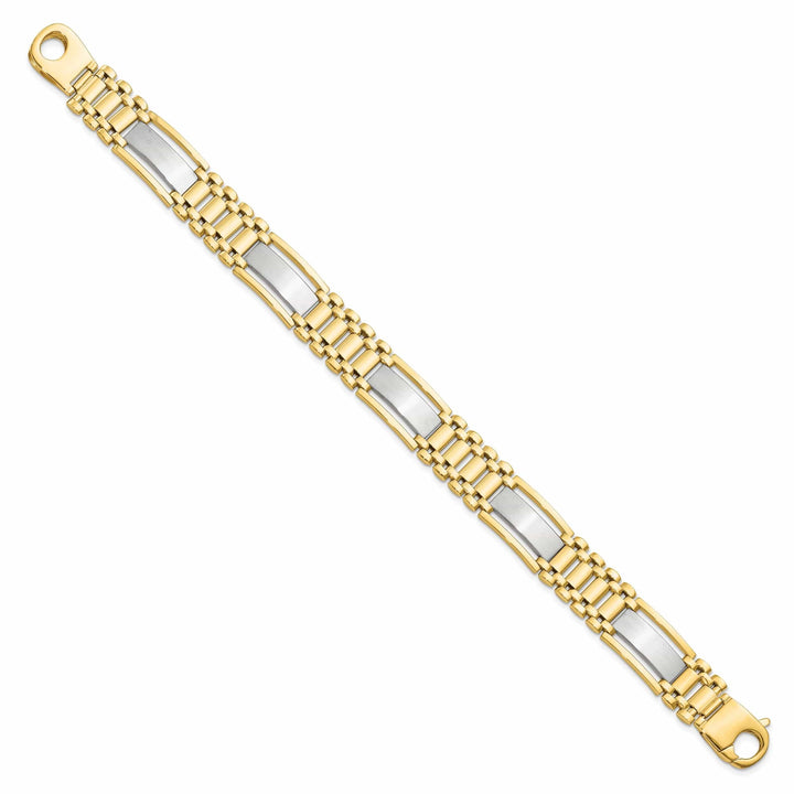 Lovely Rita's Bracelets 14k Two Tone Gold Polished Satin Mens Bracelet