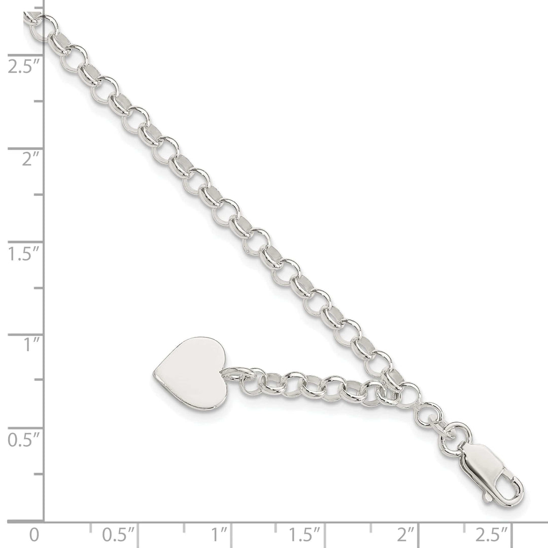 Lovely Rita's Bracelets Sterling Silver Heart Charm Rolo Bracelet