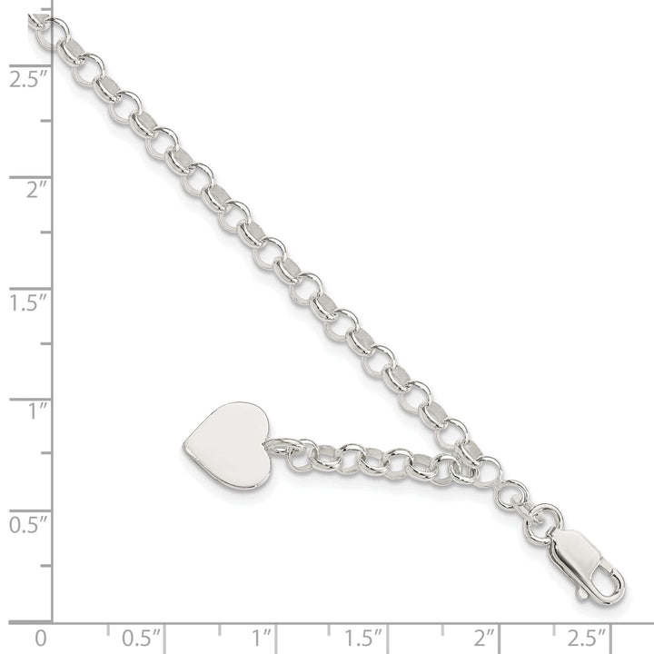 Lovely Rita's Bracelets Sterling Silver Heart Charm Rolo Bracelet