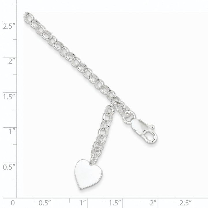 Lovely Rita's Bracelets Sterling Silver Heart Charm Rolo Bracelet