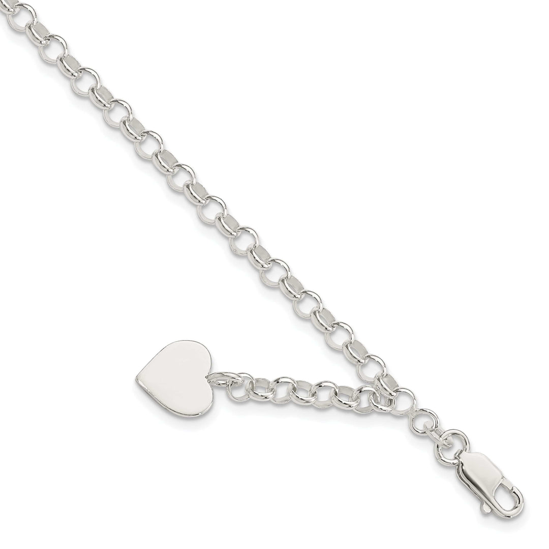 Lovely Rita's Bracelets Sterling Silver Heart Charm Rolo Bracelet