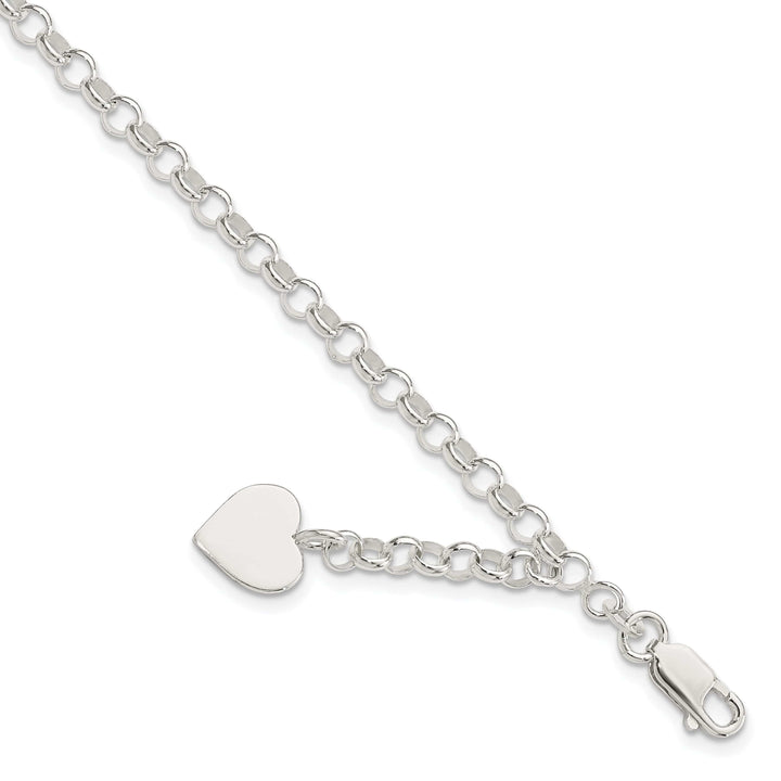 Lovely Rita's Bracelets Sterling Silver Heart Charm Rolo Bracelet