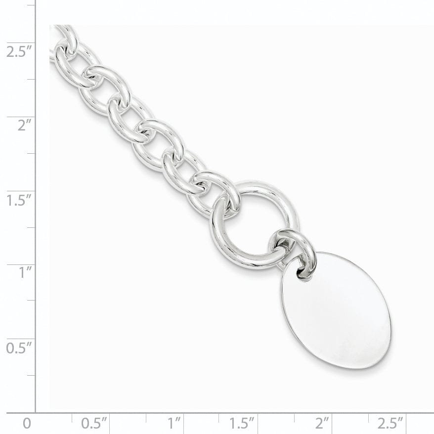 Lovely Rita's Bracelets Sterling Silver Oval Disc on Fancy Link Bracelet