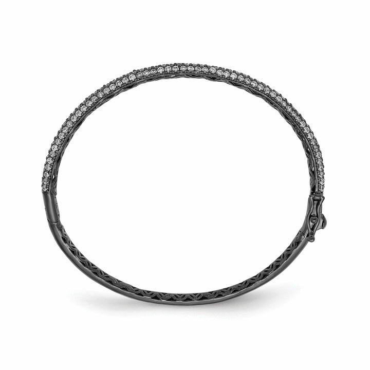 Sterling Shimmer Bracelets Sterling Silver Pave 175 Stone CZ Bangle