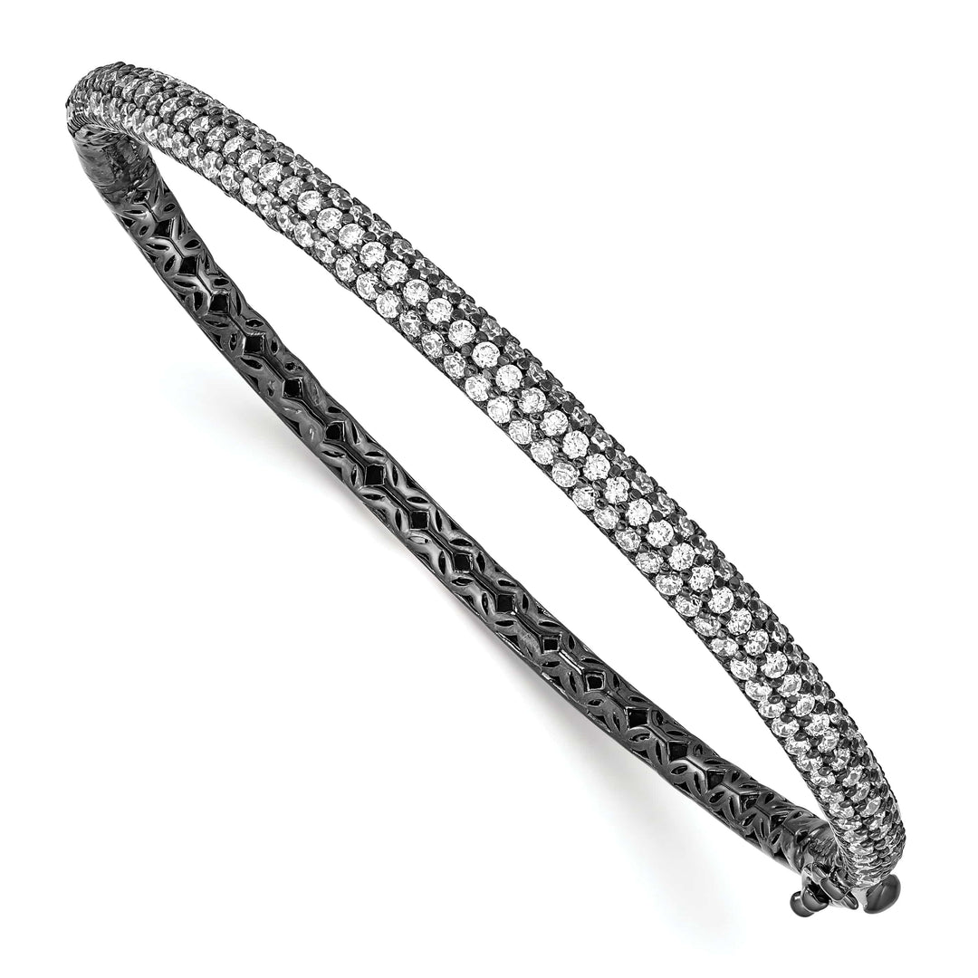 Sterling Shimmer Bracelets Sterling Silver Pave 175 Stone CZ Bangle