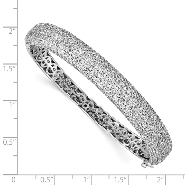 Sterling Shimmer Bracelets Sterling Silver Pave 384 Stone CZ Bangle