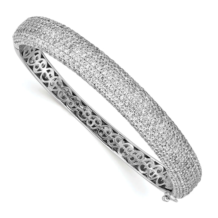 Sterling Shimmer Bracelets Sterling Silver Pave 384 Stone CZ Bangle