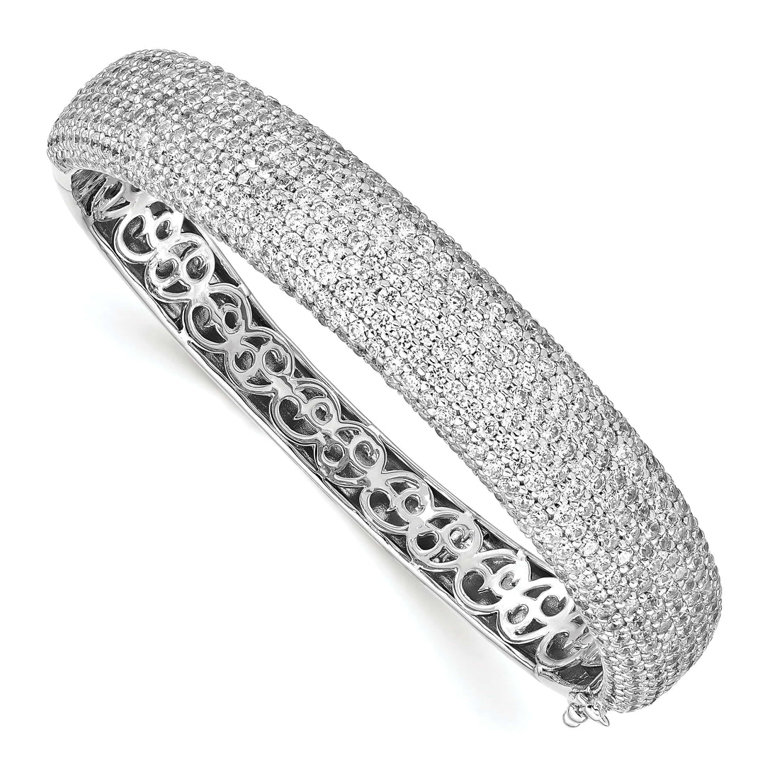 Sterling Shimmer Bracelets Sterling Silver Pave 504 Stone CZ Bangle