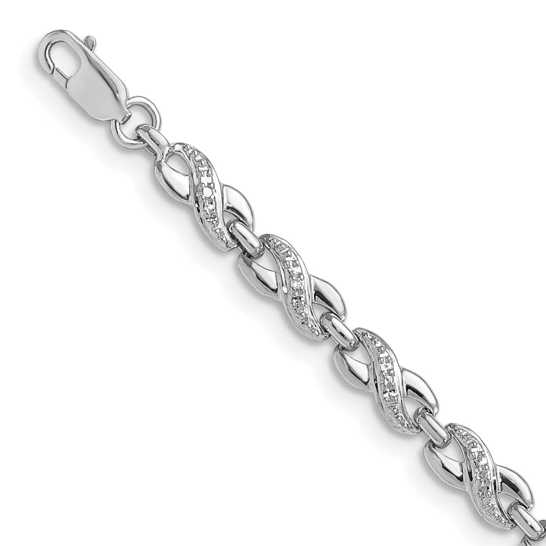 Lovely Rita's Bracelets Sterling Silver Polish Finish Diamond Bracelet
