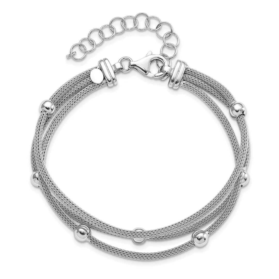 Lovely Rita's Bracelets Sterling Silver Polished Beaded Mesh Bracelet