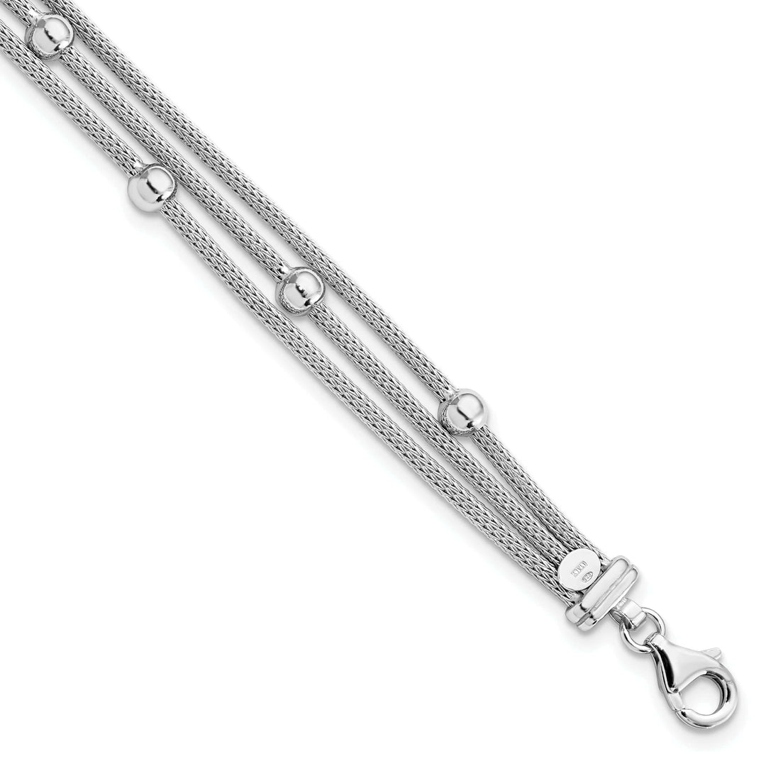 Lovely Rita's Bracelets Sterling Silver Polished Beaded Mesh Bracelet