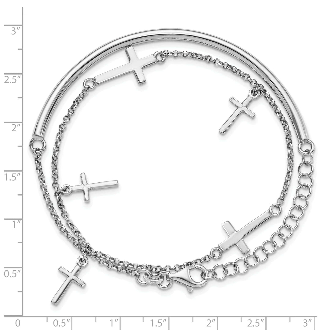 Lovely Rita's Bracelets Sterling Silver Polished Crosses Wrap Bracelet