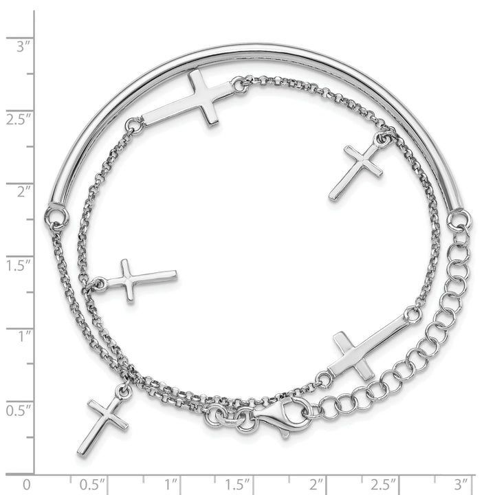 Lovely Rita's Bracelets Sterling Silver Polished Crosses Wrap Bracelet