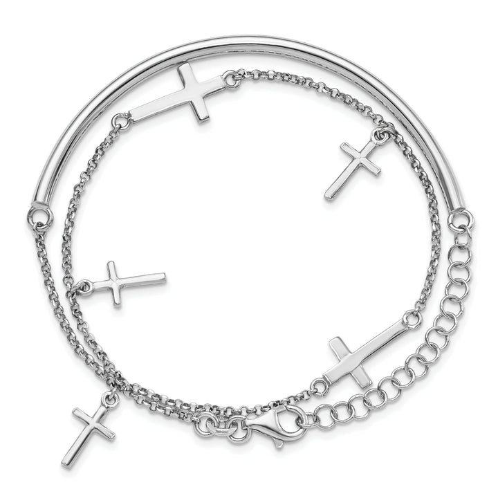 Lovely Rita's Bracelets Sterling Silver Polished Crosses Wrap Bracelet