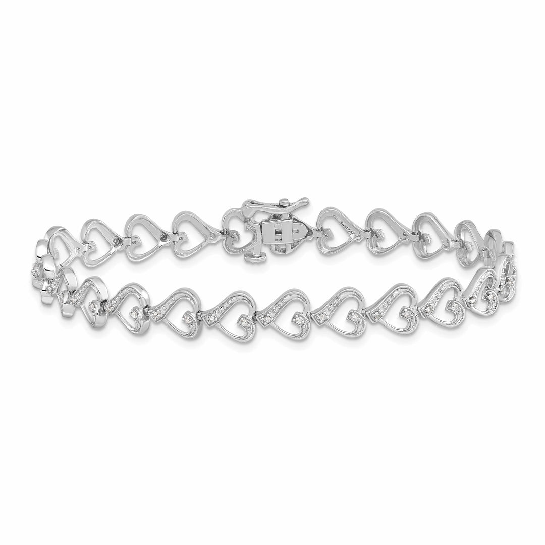 Lovely Rita's Bracelets Sterling Silver Polished Diamond Heart Bracelet
