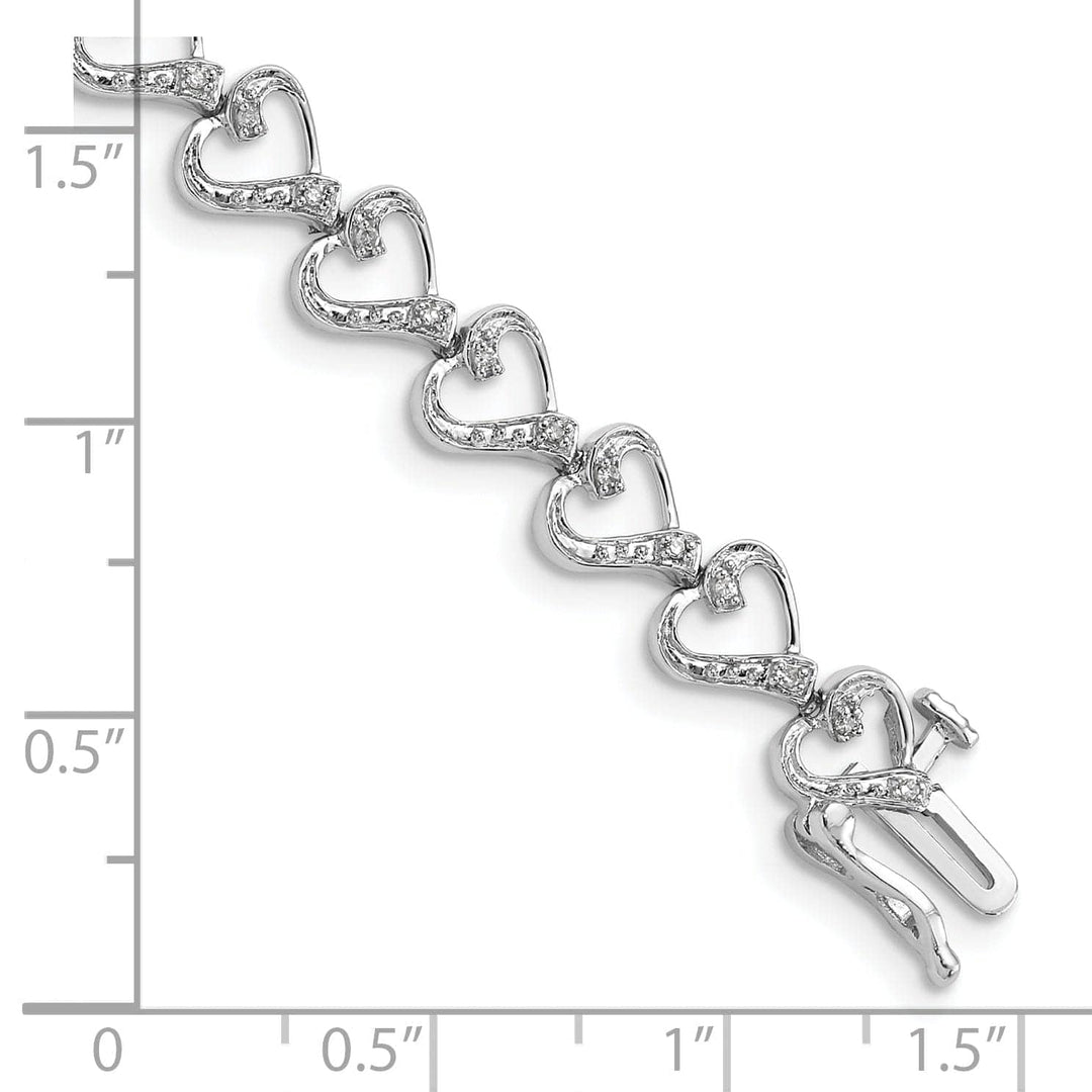 Lovely Rita's Bracelets Sterling Silver Polished Diamond Heart Bracelet