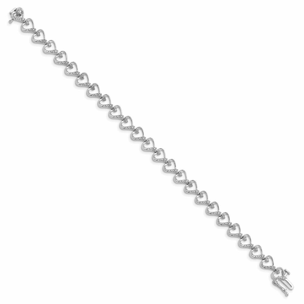 Lovely Rita's Bracelets Sterling Silver Polished Diamond Heart Bracelet