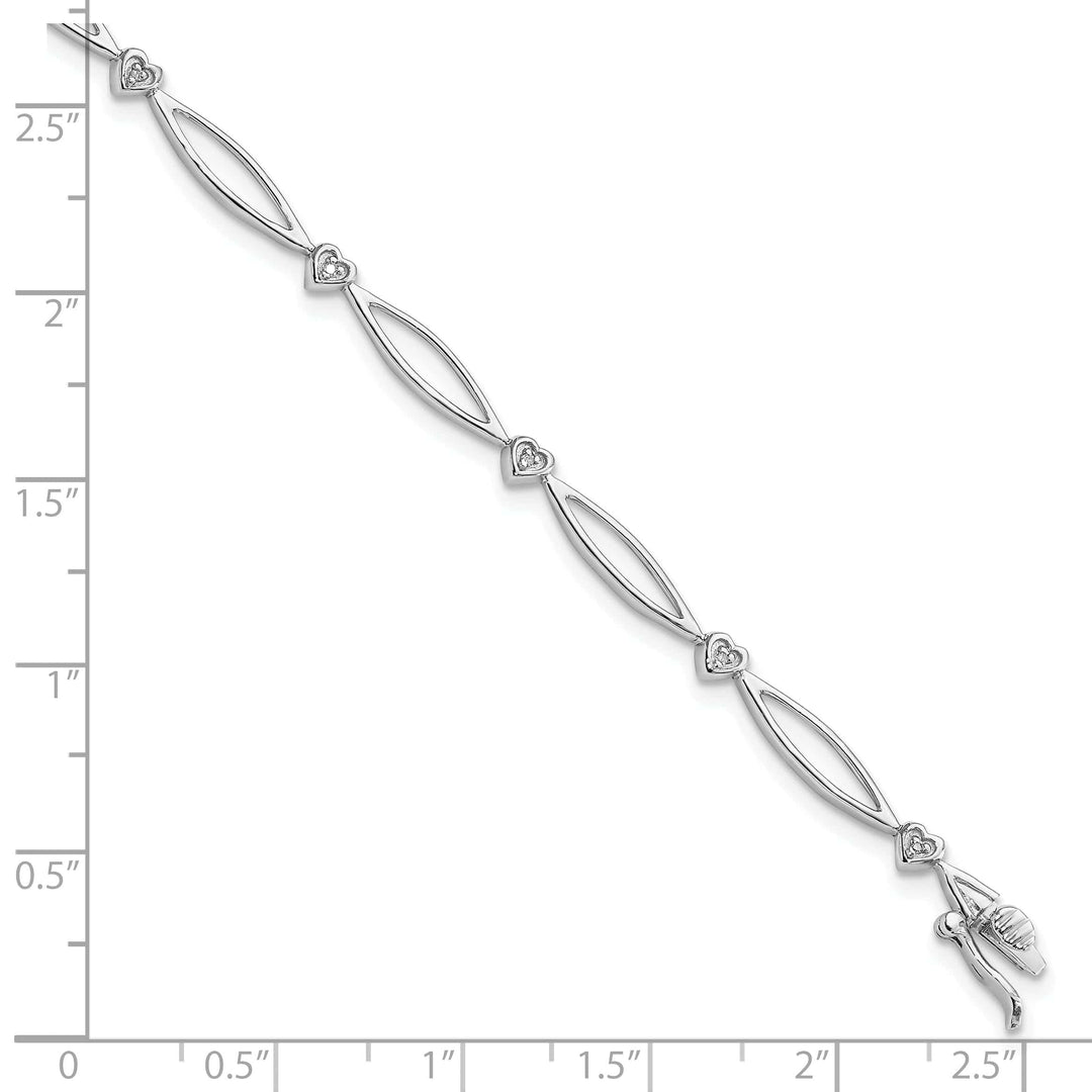 Lovely Rita's Bracelets Sterling Silver Polished Diamond Heart Bracelet