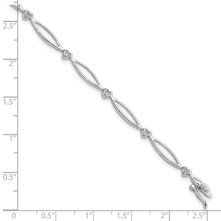 Lovely Rita's Bracelets Sterling Silver Polished Diamond Heart Bracelet