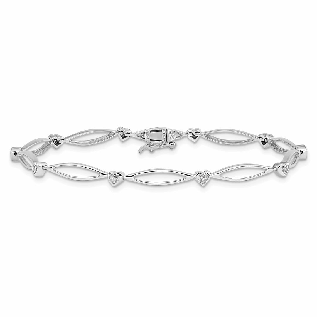 Lovely Rita's Bracelets Sterling Silver Polished Diamond Heart Bracelet