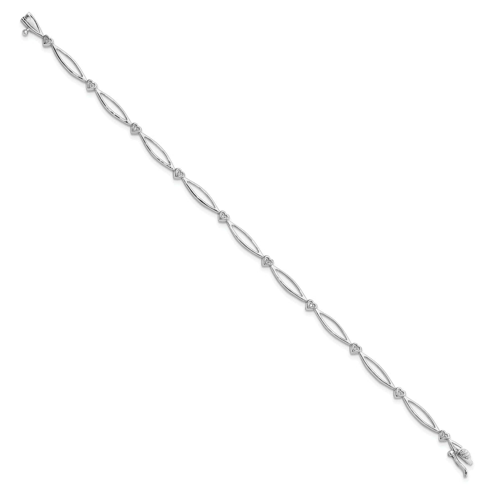 Lovely Rita's Bracelets Sterling Silver Polished Diamond Heart Bracelet