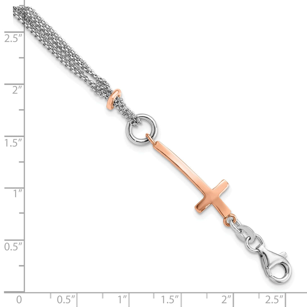 Lovely Rita's Bracelets Sterling Silver Rose Gold-tone Cross Bracelet