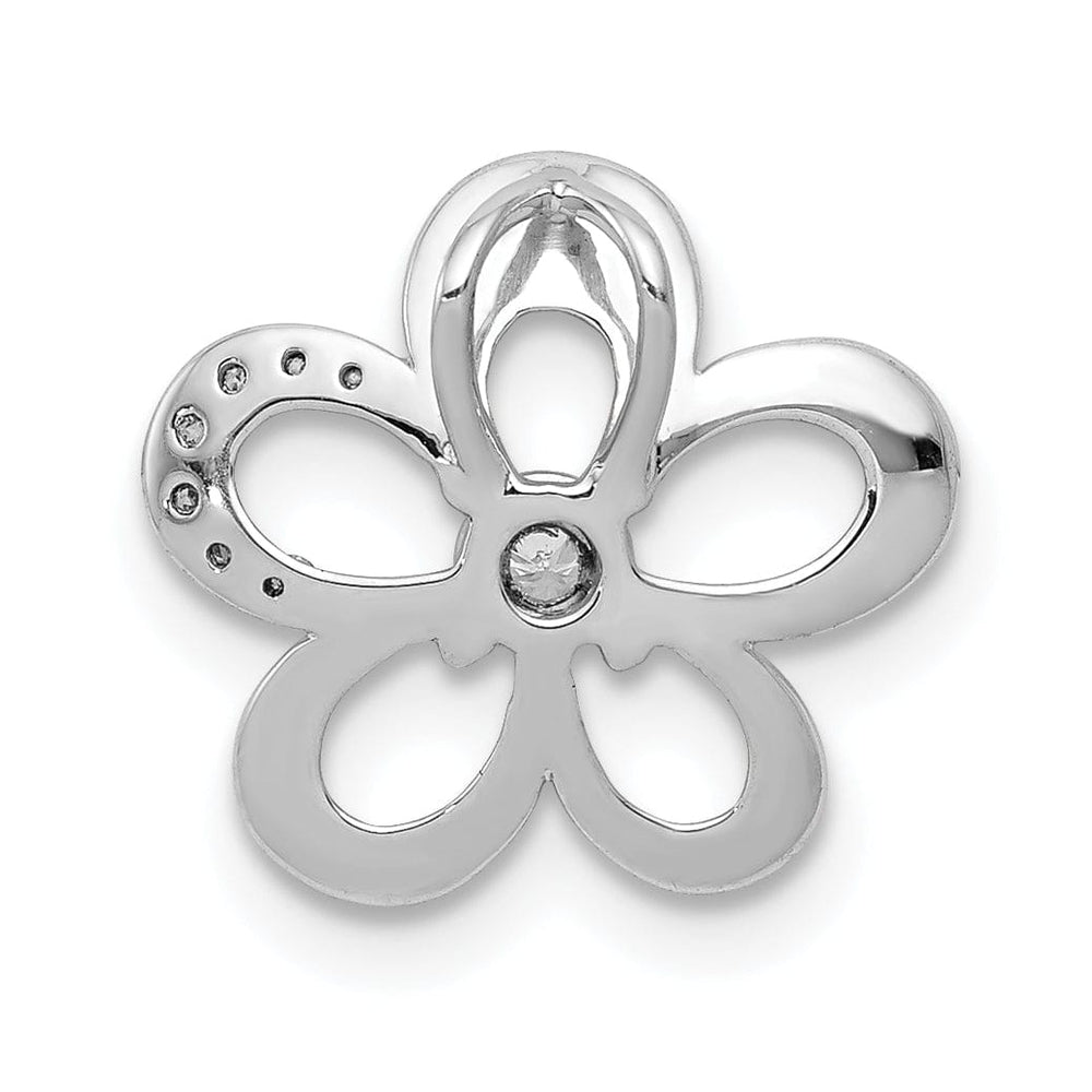 Lovely Rita's Chain Slide 14k White Gold Polished Finish Diamond Round Petal Flower Chain Slide.