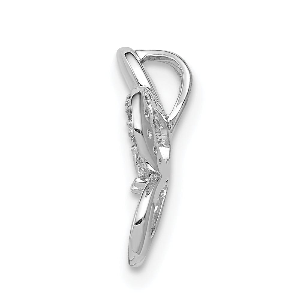 Lovely Rita's Chain Slide 14k White Gold Polished Finish Diamond Round Petal Flower Chain Slide.