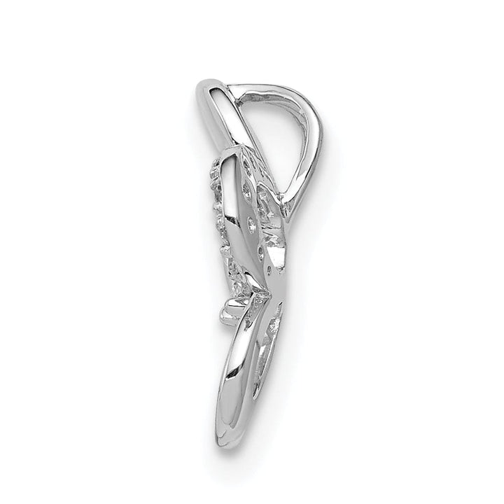 Lovely Rita's Chain Slide 14k White Gold Polished Finish Diamond Round Petal Flower Chain Slide.