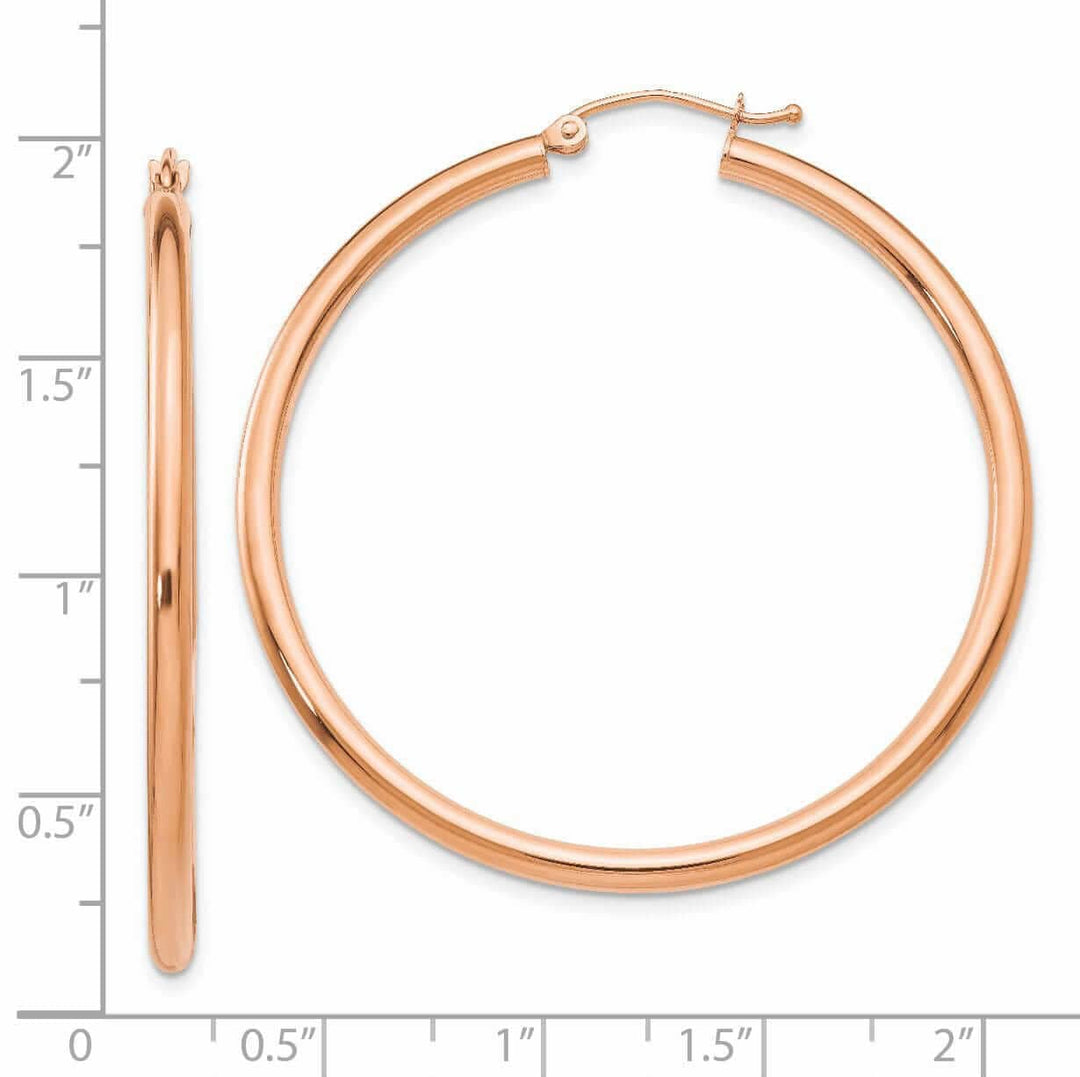 Lovely Rita's Earrings 14k Rose Gold 2.5MM Polished Hoop Earrings