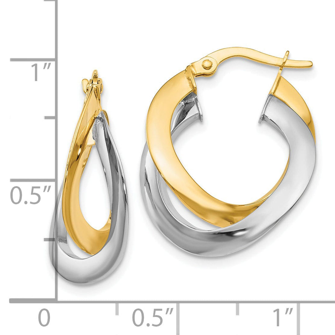 Lovely Rita's Earrings 14k Two tone Twisted Double Hoop Earrings