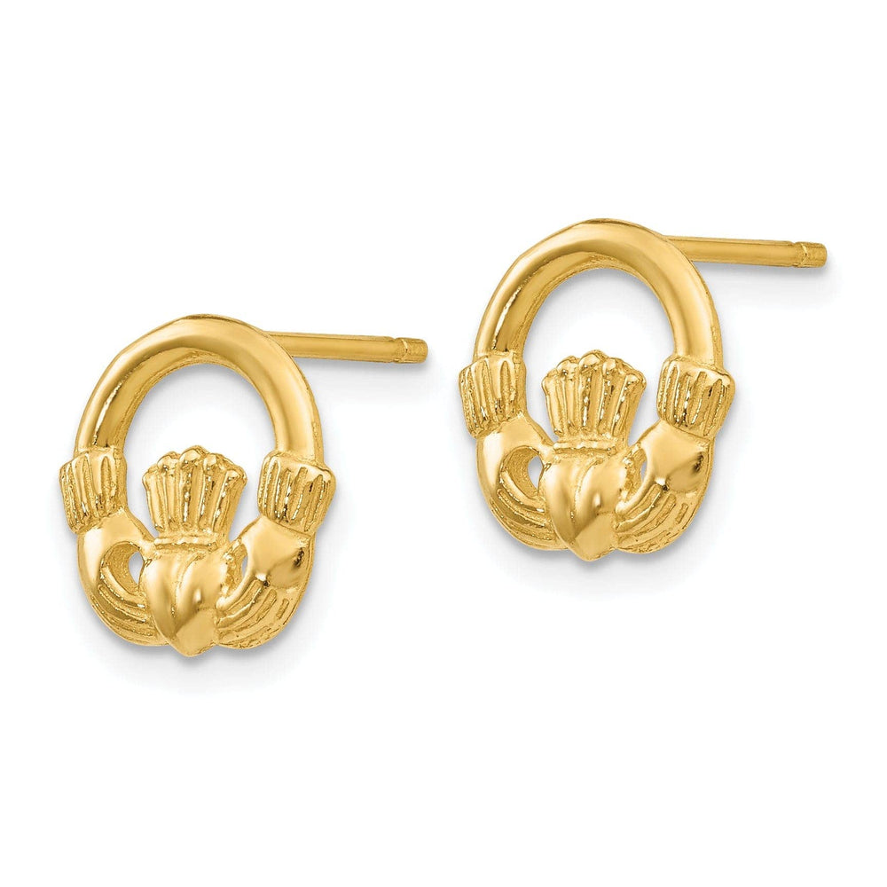 Lovely Rita's Earrings 14k Yellow Gold Claddagh Post Earings