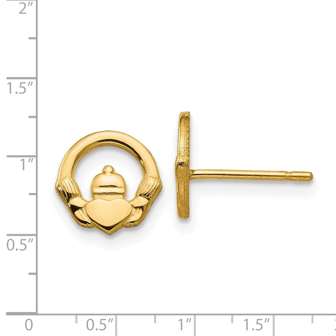 Lovely Rita's Earrings 14k Yellow Gold Claddagh Post Earrings