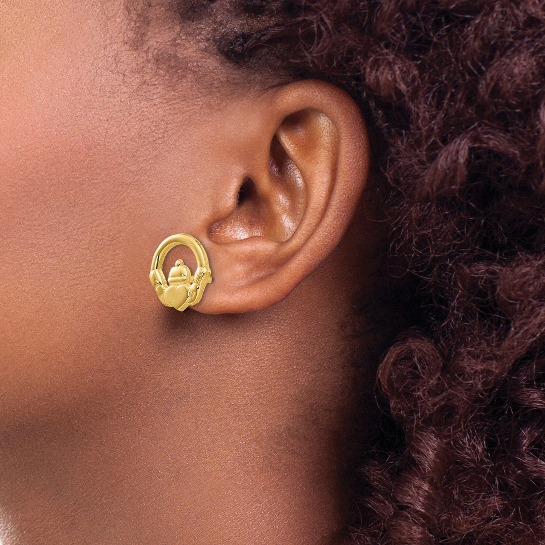 Lovely Rita's Earrings 14k Yellow Gold Claddagh Post Earrings