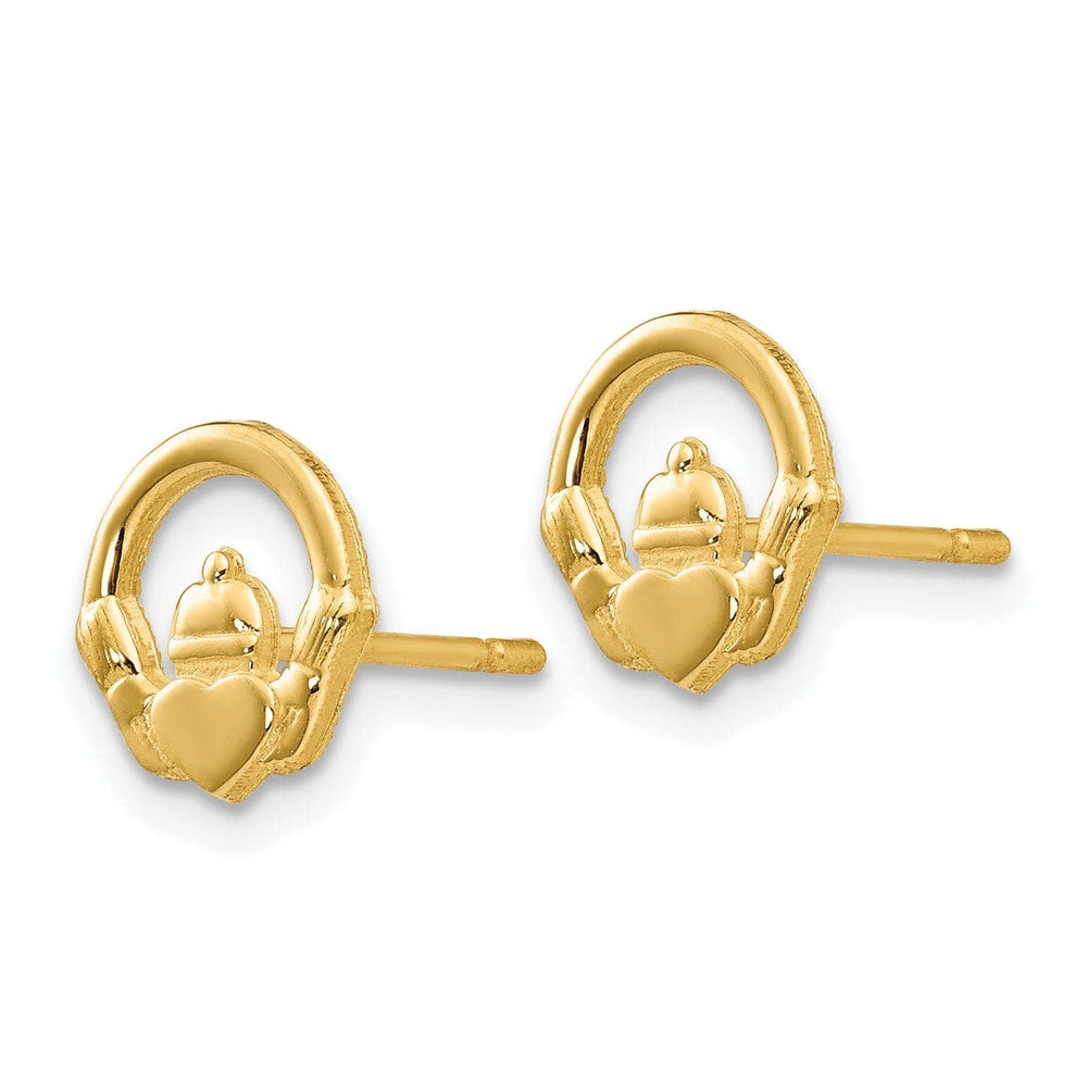 Lovely Rita's Earrings 14k Yellow Gold Claddagh Post Earrings