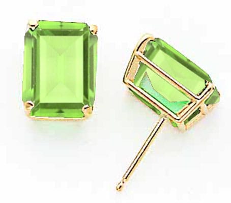 Lovely Rita's Earrings 14k Yellow Gold Emerald Cut Peridot Earring