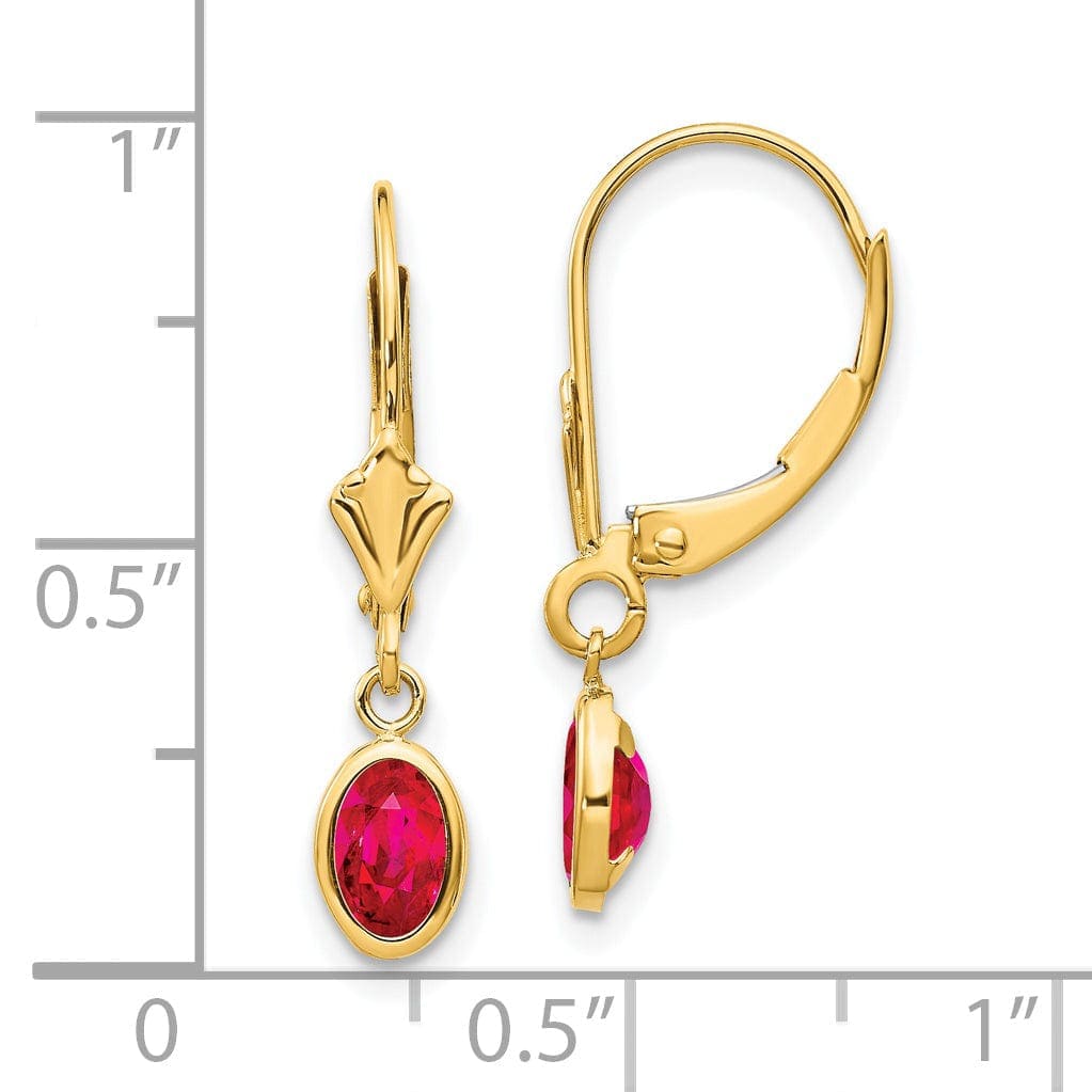 Lovely Rita's Earrings 14k Yellow Gold Polished Ruby Birthstone Earrings