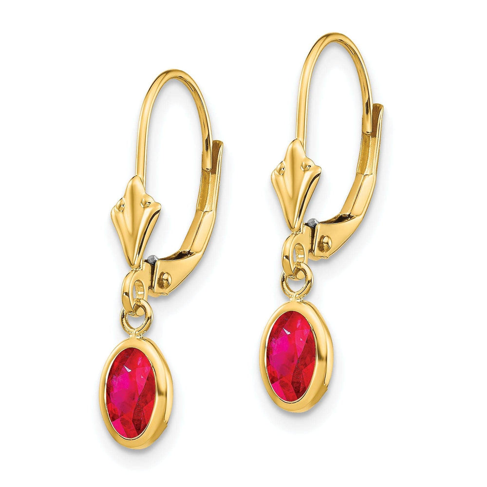Lovely Rita's Earrings 14k Yellow Gold Polished Ruby Birthstone Earrings